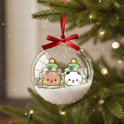 Bubu & Dudu Bear Couple Christmas Ornament – Kawaii Holiday Tree Decoration