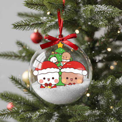 Bubu & Dudu Bear Couple Christmas Ornament – Kawaii Santa Holiday Tree Bauble