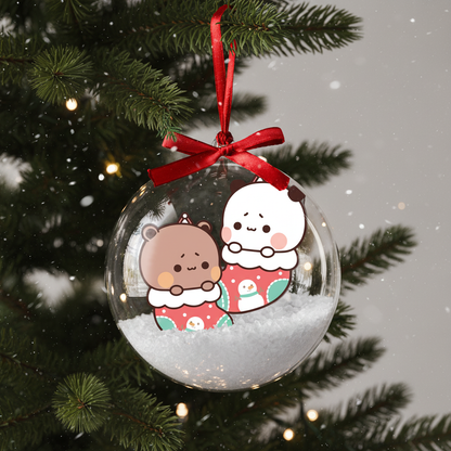 Bubu & Dudu Bear Couple Christmas Ornament – Cute Holiday Tree Decoration