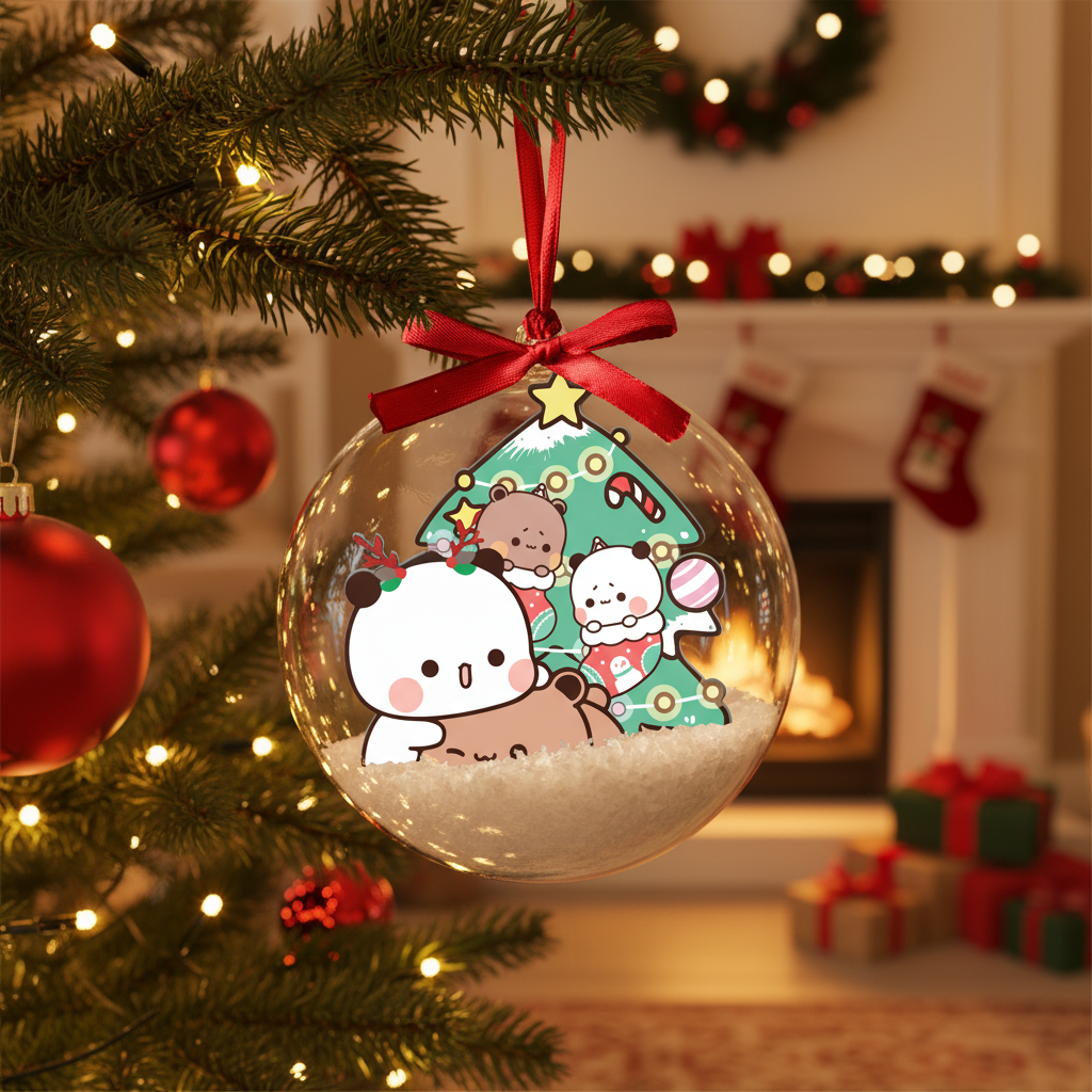 Bubu & Dudu Cute Christmas Ornaments – Adorable Bear Couple Holiday Tree Decorations Gift for Lovers & Family