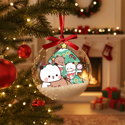Bubu & Dudu Cute Christmas Ornaments – Adorable Bear Couple Holiday Tree Decorations Gift for Lovers & Family