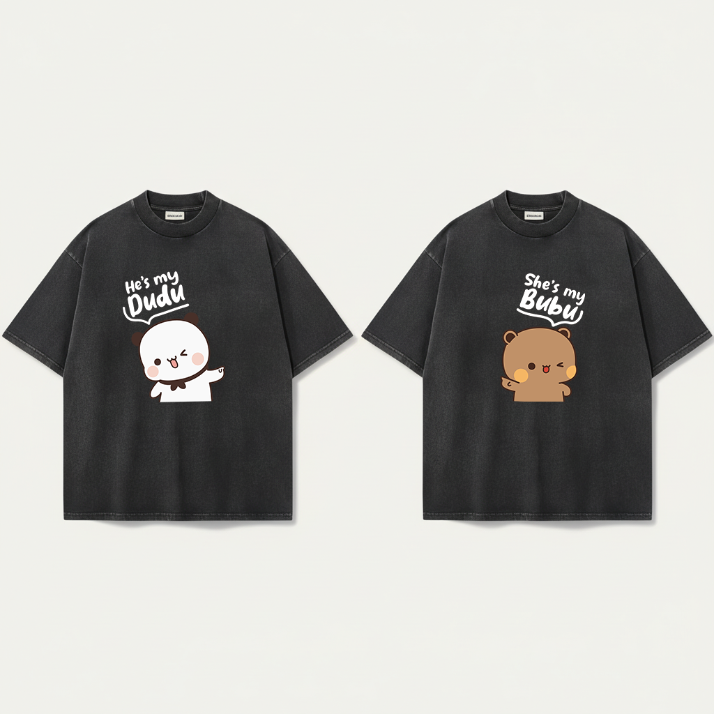 Bubu Dudu Mineral Wash Matching Couple Shirts – Cute Bear Couple Gift