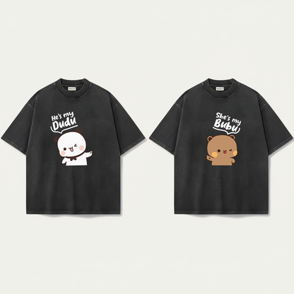 Bubu Dudu Mineral Wash Matching Couple Shirts – Cute Bear Couple Gift