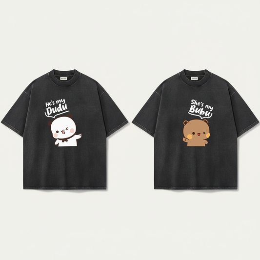 Bubu Dudu Mineral Wash Matching Couple Shirts – Cute Bear Couple Gift
