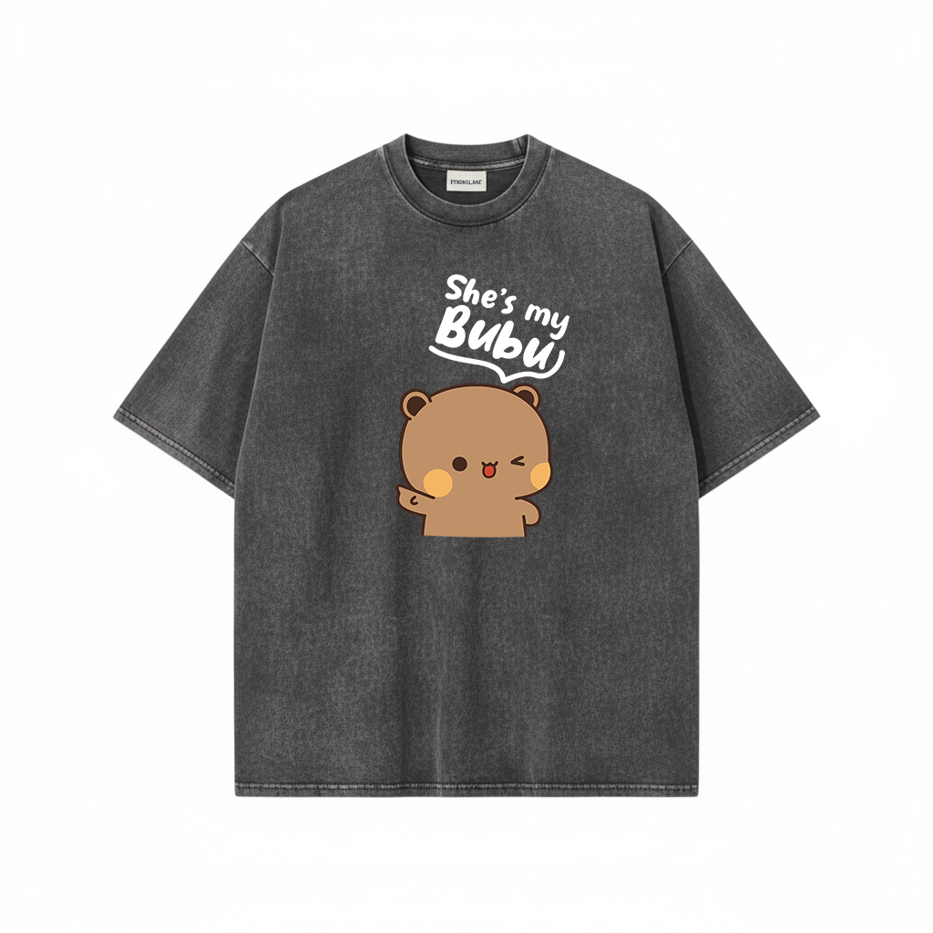 Bubu Dudu Mineral Wash Matching Couple Shirts – Cute Bear Couple Gift