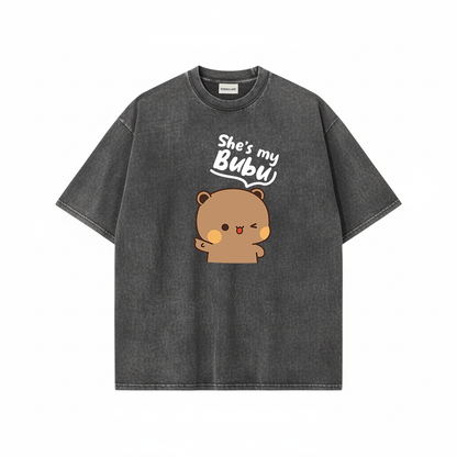 Bubu Dudu Mineral Wash Matching Couple Shirts – Cute Bear Couple Gift