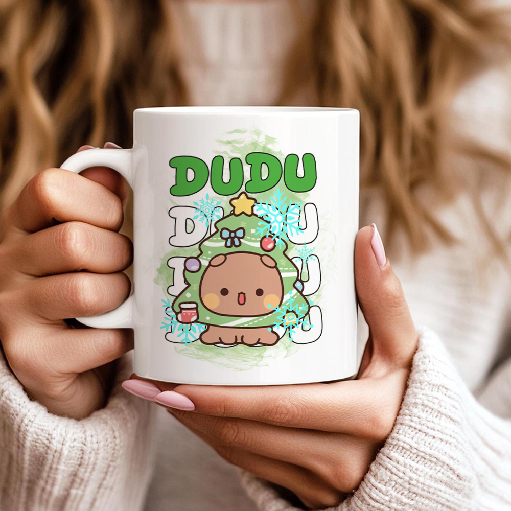 Bubu & Dudu Christmas Tree Couple Mugs – Cute Holiday Coffee Cup Gift Set