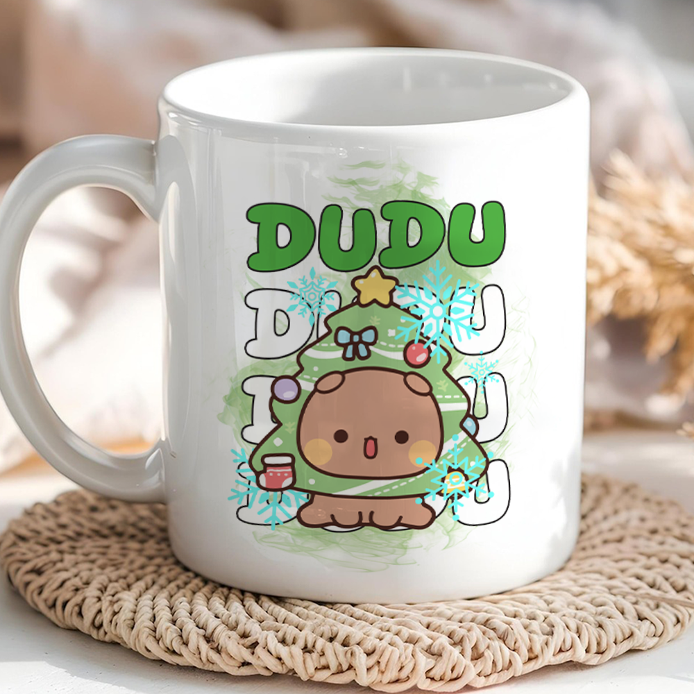 Bubu & Dudu Christmas Tree Couple Mugs – Cute Holiday Coffee Cup Gift Set