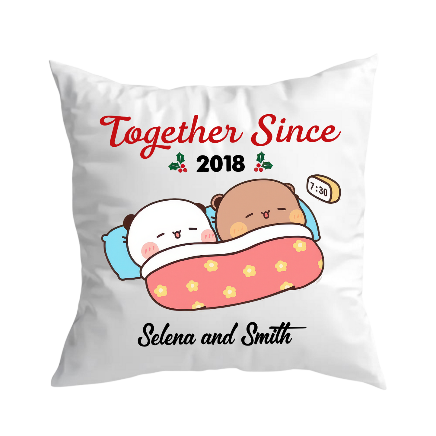Personalized Bubu & Dudu Pillow – Together Since | Custom Name & Year Christmas Gift