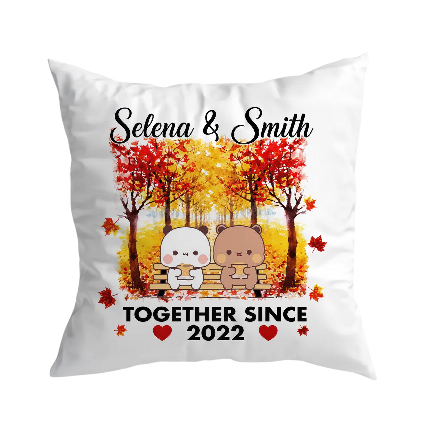 Personalized Bubu & Dudu Pillow – Together Since | Custom Name & Year Fall Anniversary Gift
