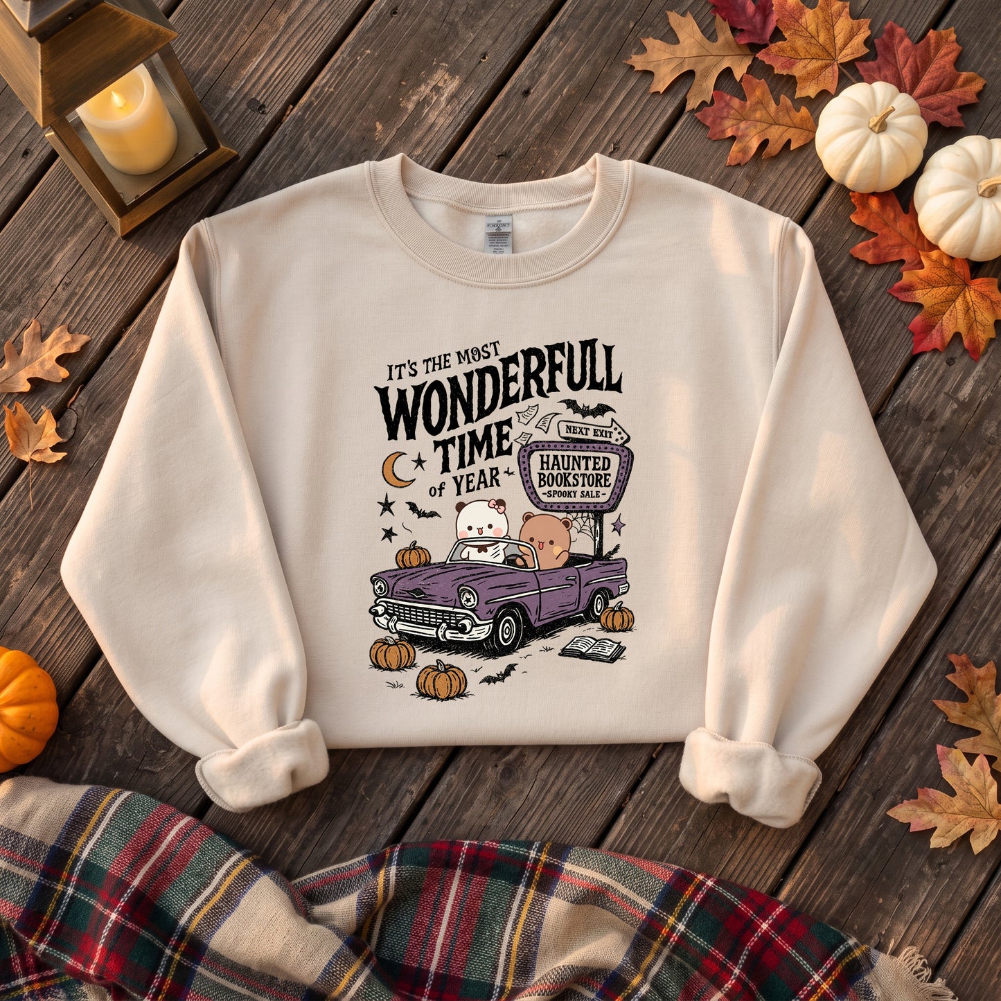 Bubu & Dudu Halloween Sweatshirt – Haunted Bookstore Spooky Season Crewneck
