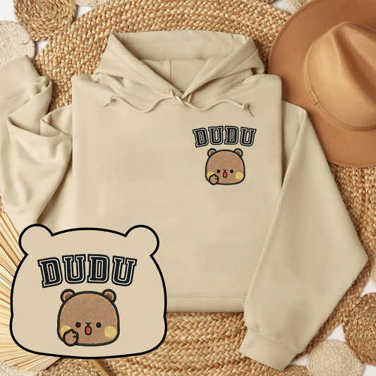 Dudu & Bubu Bear Embroidery Hoodies for Couples