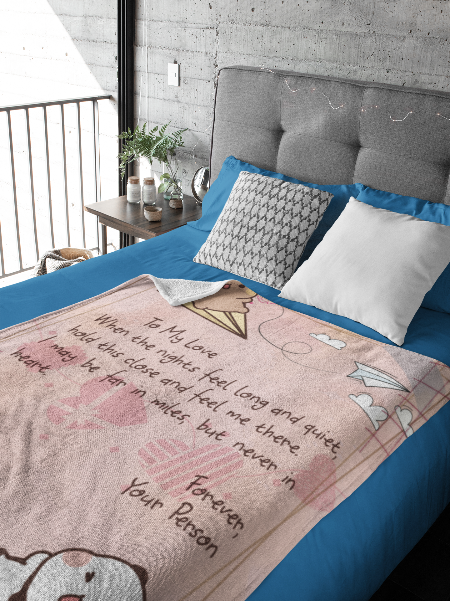 To My Love Blanket – Cozy Sherpa/Fleece Throw for Long Distance Couples