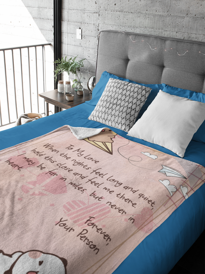 To My Love Blanket – Cozy Sherpa/Fleece Throw for Long Distance Couples