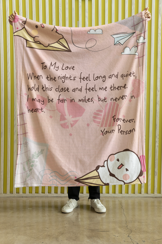 To My Love Blanket – Cozy Sherpa/Fleece Throw for Long Distance Couples