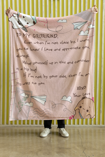 To My Girlfriend Blanket – Cozy Fleece/Sherpa Throw Message with Love