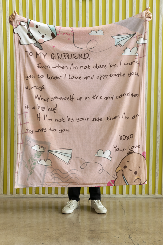 To My Girlfriend Blanket – Cozy Fleece/Sherpa Throw Message with Love