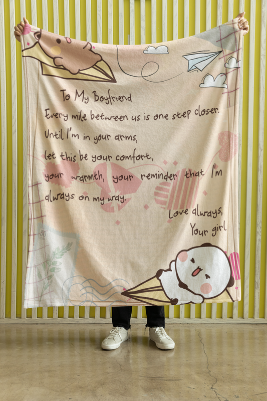 To My Boyfriend Blanket – Romantic Gift for Long Distance Relationship