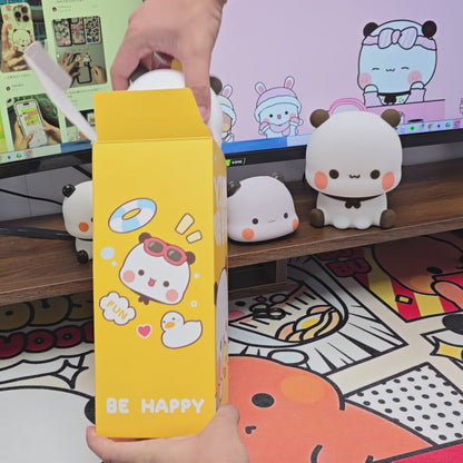 Bubu & Dudu Kawaii Bear Water Bottle – with Silicone Lid & Fabric Strap