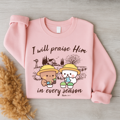 Bubu & Dudu Praise Him in Every Season Sweatshirt – Cute Christian Crewneck