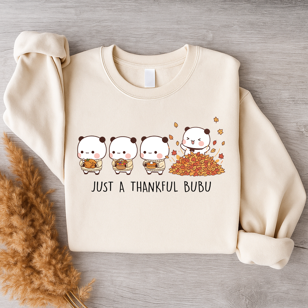 Bubu & Dudu Thankful Sweatshirt – Cute Fall Thanksgiving Crewneck
