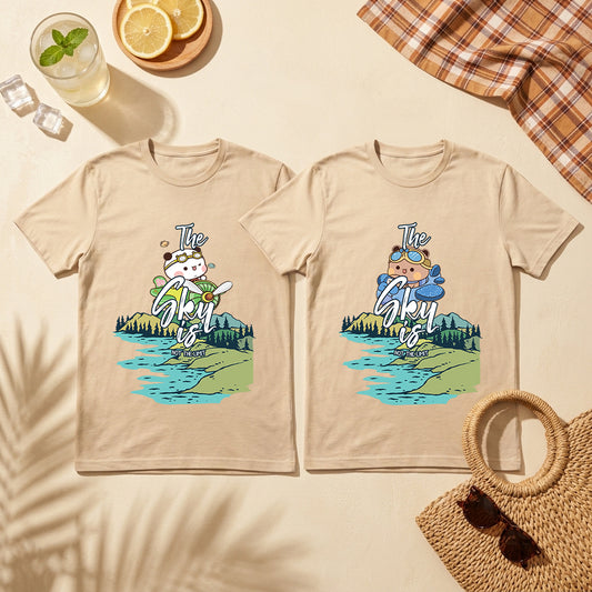 Matching Adventure Couple Shirts | The Sky Is The Limit Bubu & Dudu Summer Tees