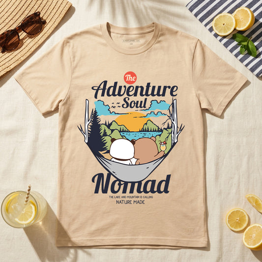 Adventure Soul Nomad Summer Graphic T-Shirt | 100% Cotton Casual Travel Tee