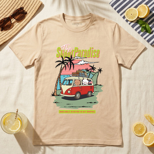 Summer Paradise Retro Beach Graphic T-Shirt | 100% Cotton Vacation Tee