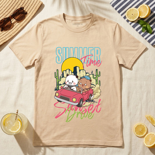 Summer Time Desert Drive Graphic T-Shirt | 100% Cotton Retro Adventure Tee