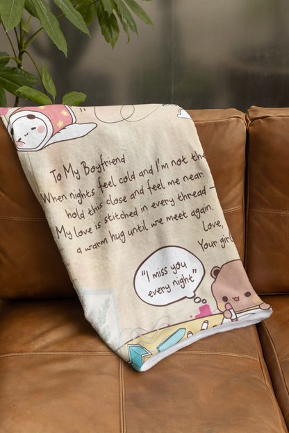 To My Boyfriend Blanket – Cozy Fleece Throw with Love Letter Design