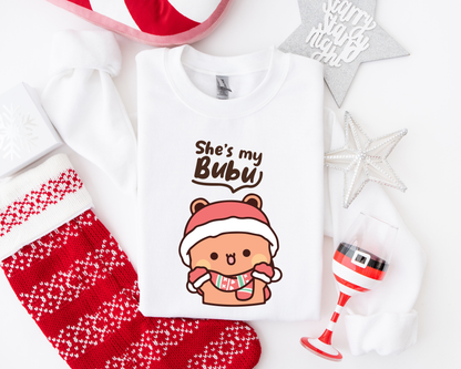 She My Bubu & He’s My Dudu Christmas Couple Sweatshirts