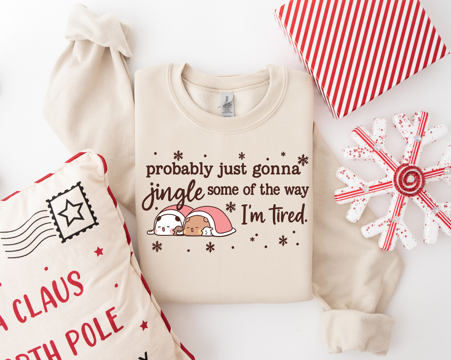 Bubu & Dudu Funny Christmas Sweatshirt – I’m Tired Jingle Design