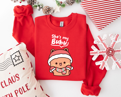She My Bubu & He’s My Dudu Christmas Couple Sweatshirts