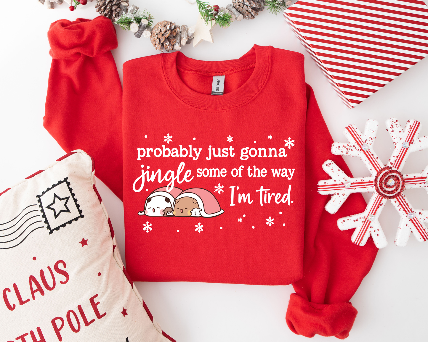 Bubu & Dudu Funny Christmas Sweatshirt – I’m Tired Jingle Design