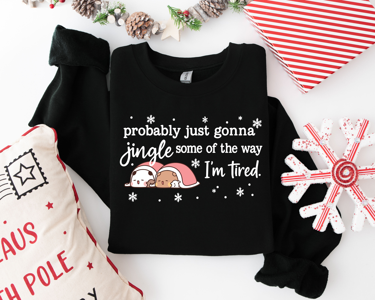 Bubu & Dudu Funny Christmas Sweatshirt – I’m Tired Jingle Design